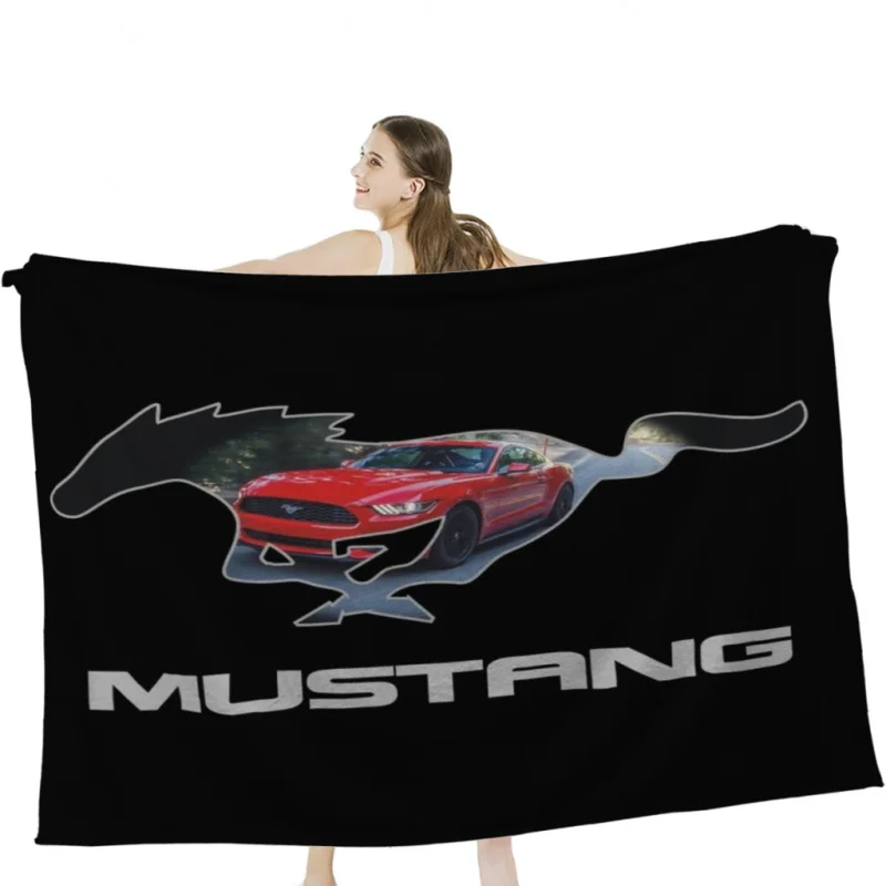

Ford Mustang Logo Design (red on black) Throw Blankets Airplane Travel Decoration Soft Warm Bedspread