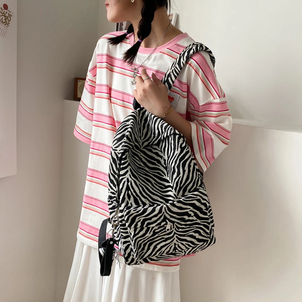 

Рюкзаки в стиле преппи с принтом Зебры Женские вместительные рюкзаки в стиле преппи Повседневная сумка через плечо