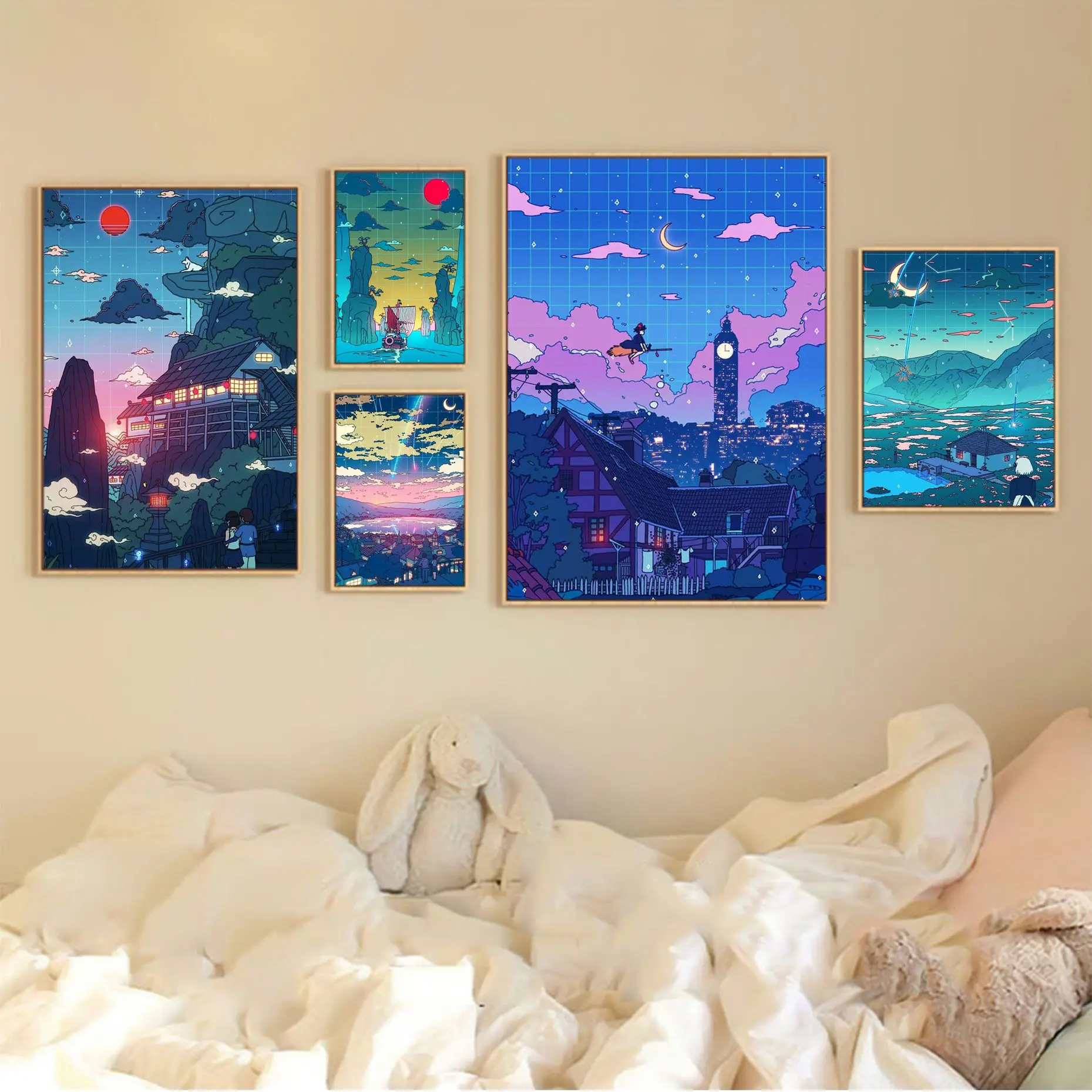 

Mix Anime Demon Slayer Night Whitepaper Poster Whitepaper Sticker DIY Room Bar Cafe Kawaii Room Decor