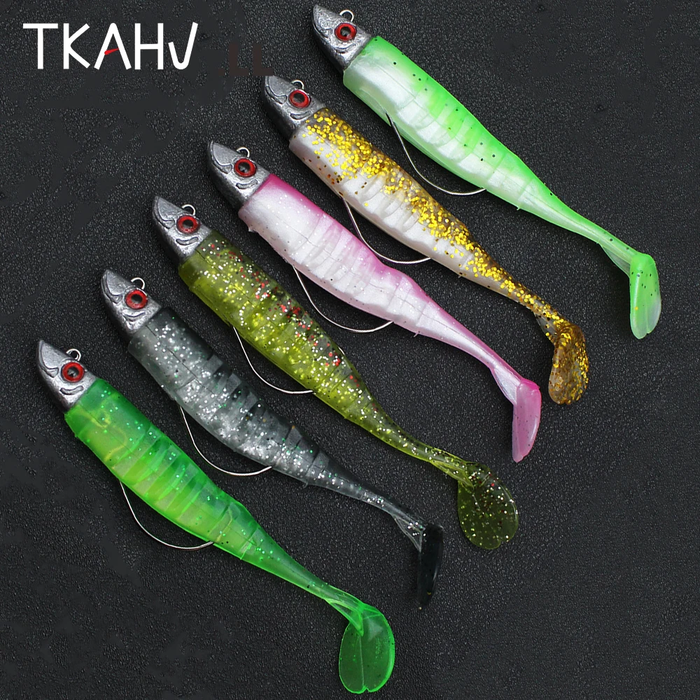 

TKAHV 3pcs 105mm 120mm Fishing Lure Kit Jig Head Soft Worm Bait Hook Silicone Minnow Pike Swimbait Swing Paddle Tail For Bass