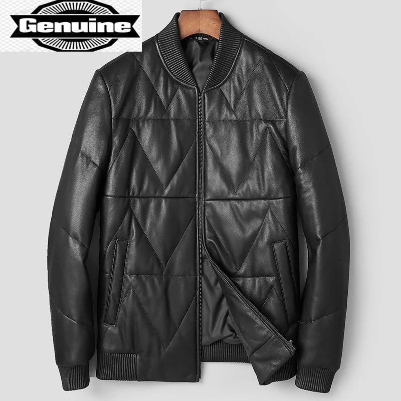 

Duck Men Leather Down Jacket Jacket Winter 2023 Men Genuine Sheepskin Coat Baseball Jacket Chaqueta Hombre 91T0077 YY230