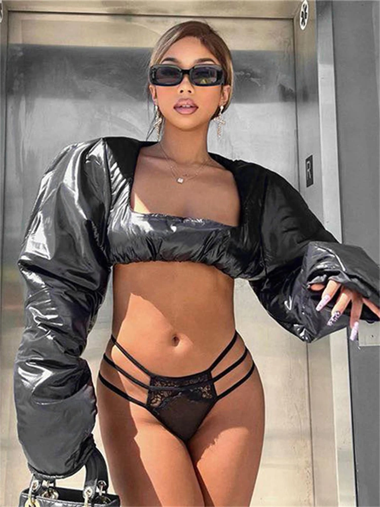 

Nsauye Women Autumn Winter Thick Long Sleeve Fashion Cotton Coat 2023 Black Female Short Jacket Tops Elegant Streetwear Overcoat