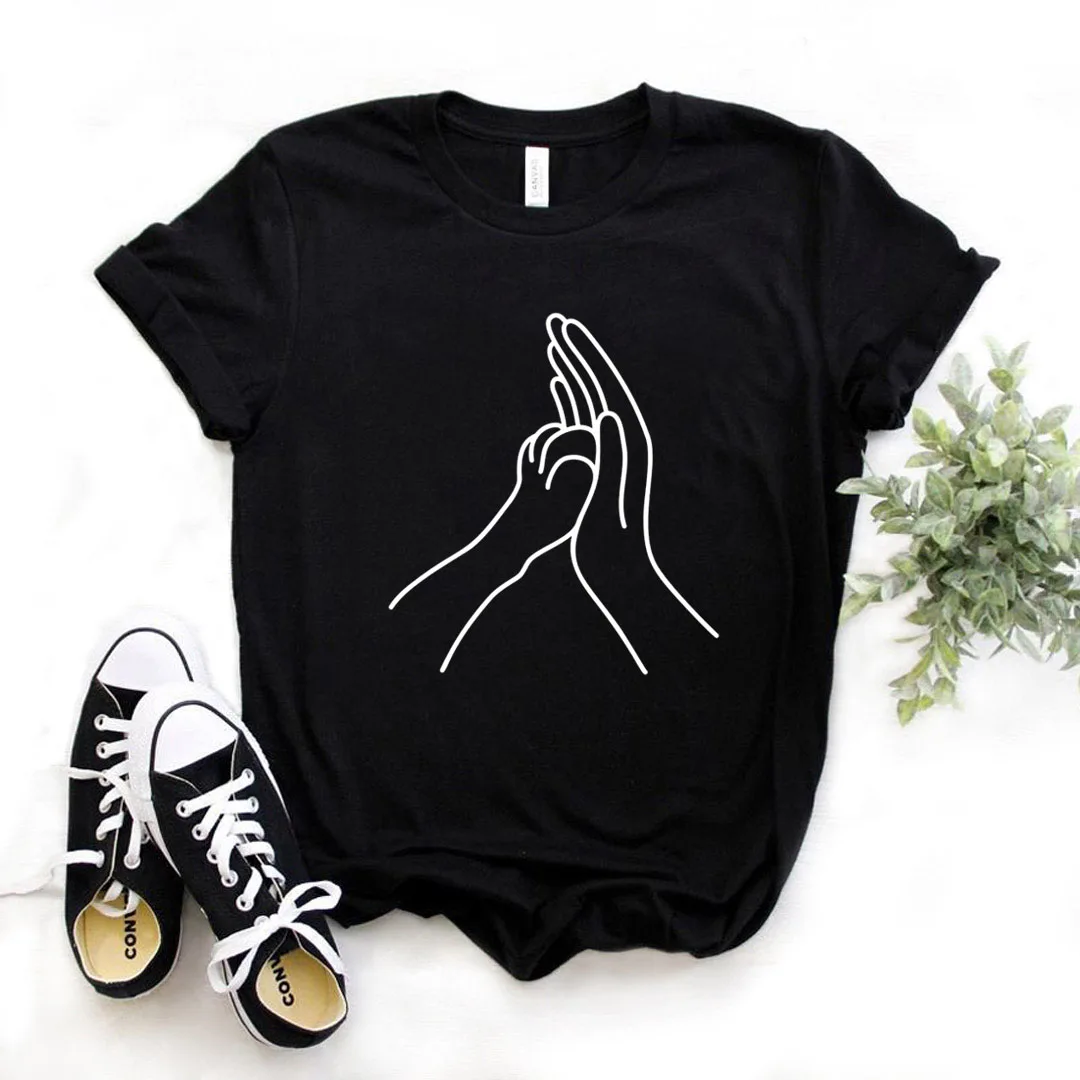 Dog mom dog paw with hand Print Women Tshirts Cotton Casual Funny t Shirt For Lady Yong Girl Top Tee Hipster FS-445