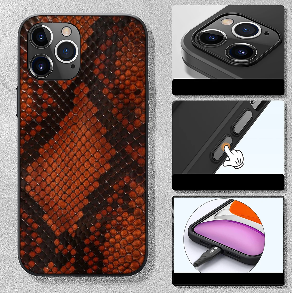 SO106 Luxury Snake skin Case for Samsung Galaxy A41 A42 A71 A72 A73 J2 J4 J5 J6 J7 J8 A6 A7 A8 A9 Plus 2018 Prime Pro Core