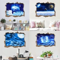 new 3d fantasy planet star space wall stickers home living room bedroom decorative painting background poster removable