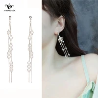 xiaoboacc 925 silver needle pearl earrings for woman fashion long tassel dangle earrings jewellery