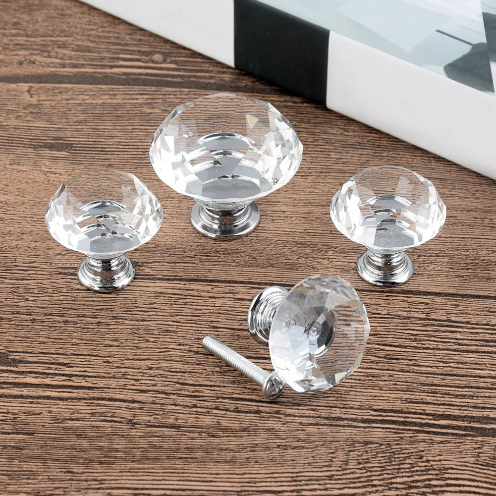 

10PCS Silver Diamond Crystal Handles Glass Knobs Cupboard Drawer Pulls Kitchen Cabinet Door Wardrobe Handle Furniture Hardware