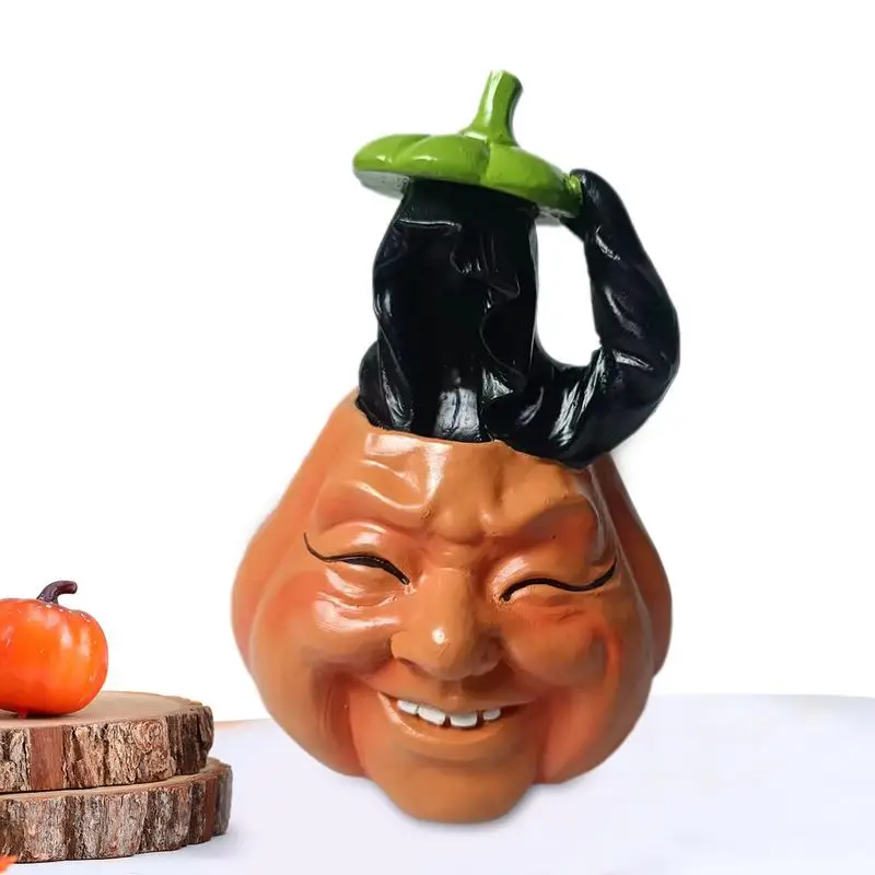 

Статуэтка призрака тыквы для Хэллоуина, декоративная смола, статуя тыквы с человеческим лицом для настольных украшений