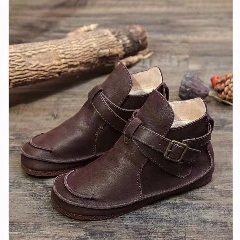 

Autumn and Winter Genuine Leather New Women Boots Literary Retro Handmade Boots Ladies High-quality Leather Boots
