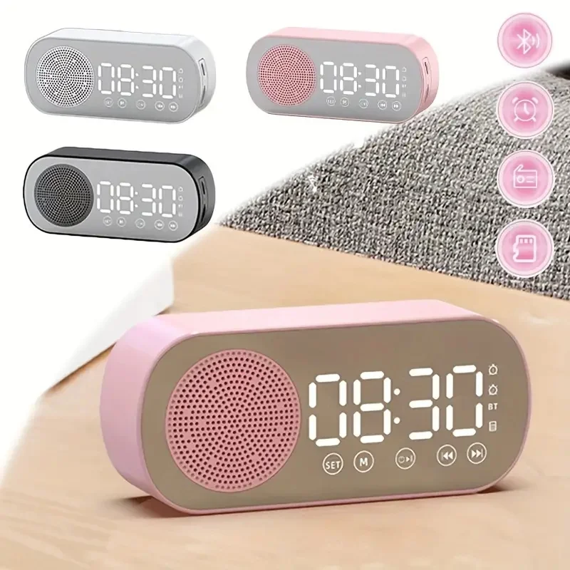 

Led Mirror Digital Alarm Clock Speaker Wireless Clock For Home Office Big Time Display Table Alarm Clock Wireless Speaker