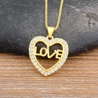 nidin romantic letters love pendant ladies heart shaped gold plated aaa zircon long chain necklace jewelry wedding lucky gift