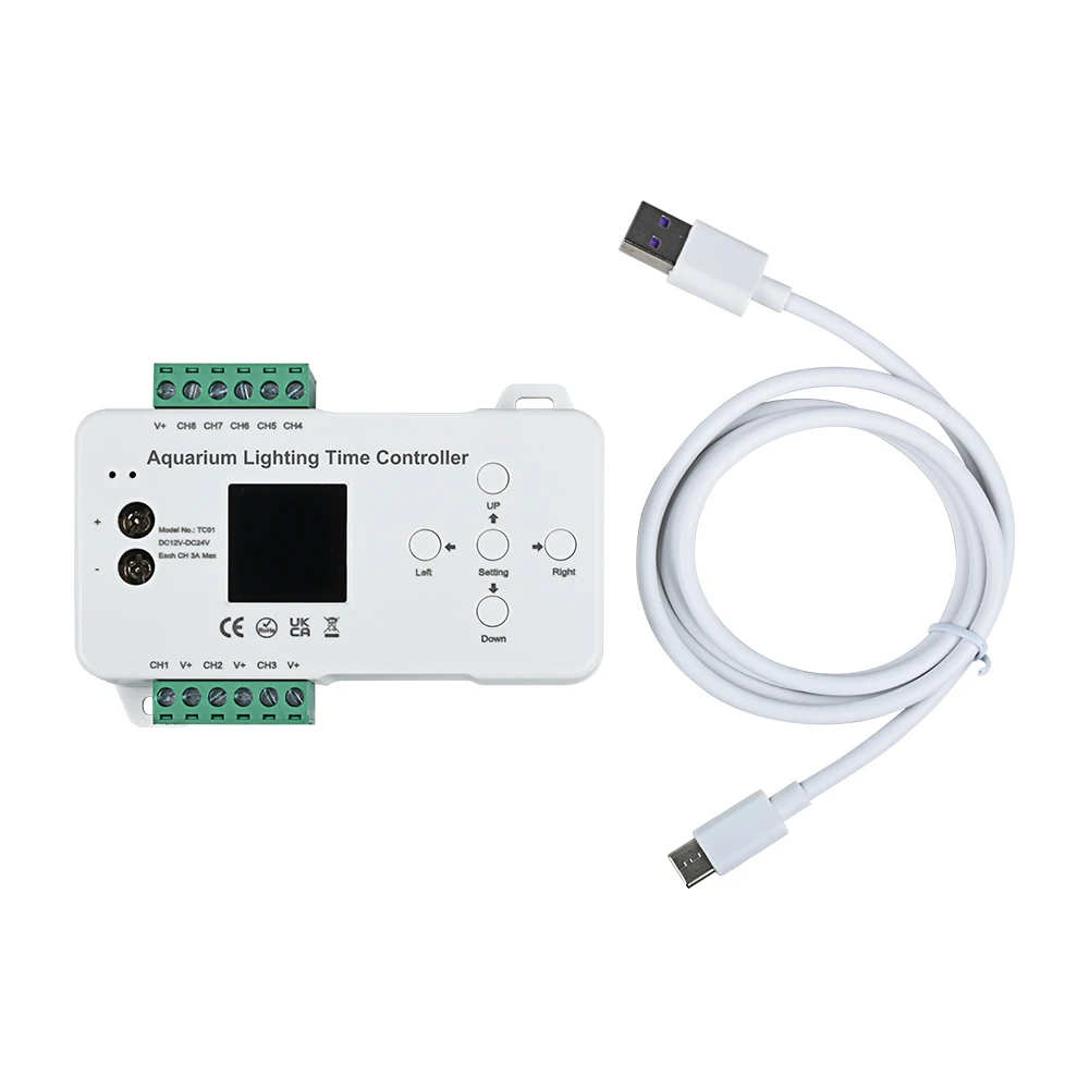Программируемый контроллер освещенности времени TC01, 12 В, 24 В, 20 А, 8 каналов, цветовая температура, цветная подсветка, цветная подсветка RGB, RGBW, RGBWW, светорегулятор освещенности полосы + порт USB Type-C + CD-