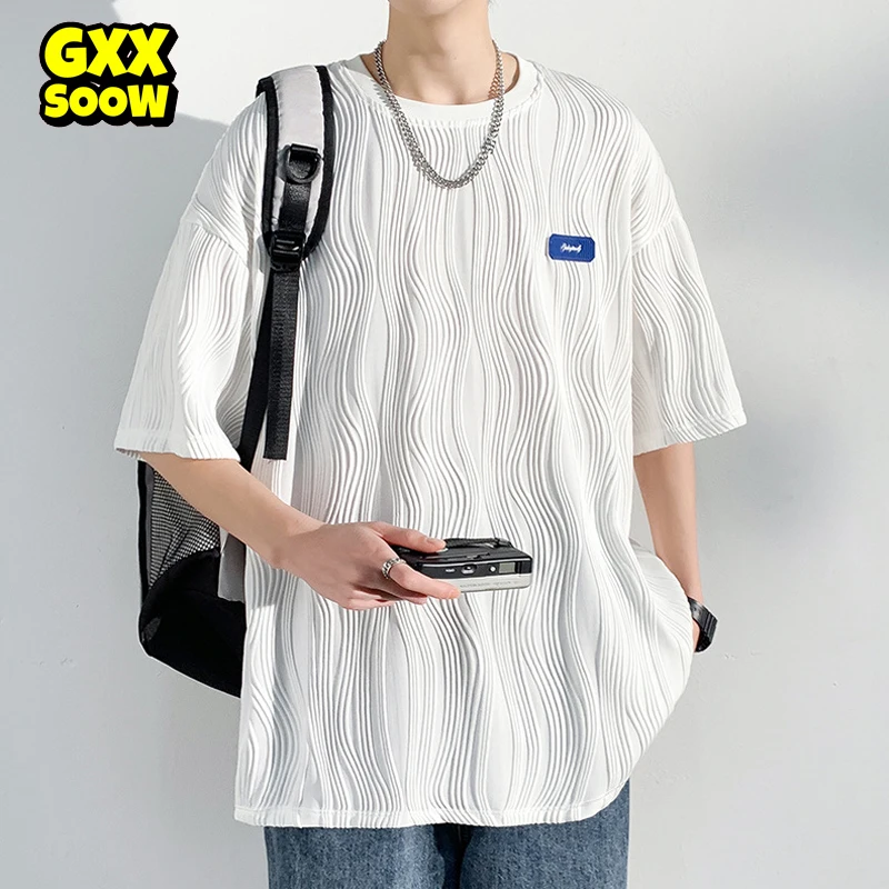 

2023 Summer Solid T-Shirt Hot Brand Streetwear Harajuku T Shirts Hip Hop Short Sleeve Tshirt Men Black Green Tops Tees