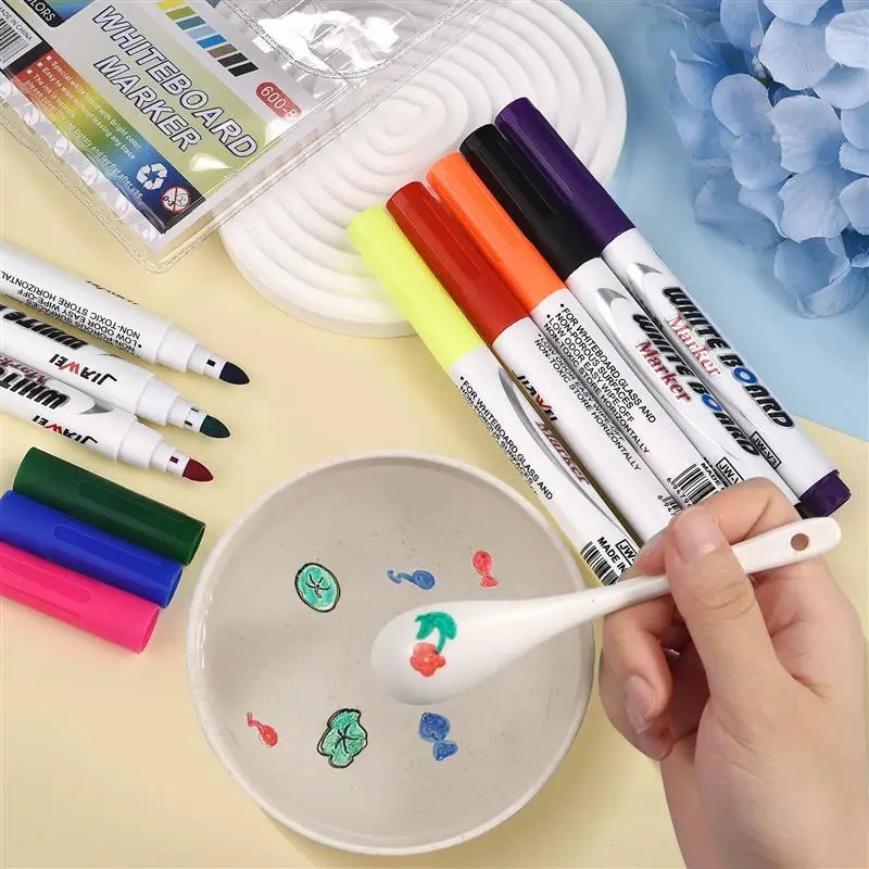 

6/8/12 Colors Magical Water Painting Pen Spoon Whiteboard Markers For Kids Water Drawing Early Education Magic Drawing Pen