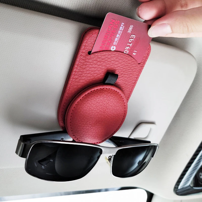 

Кожаная Автомобильная вешалка для солнцезащитных очков, зажим, вешалка для очков, билетов, карт, зажим, автомобильный держатель для солнцез...