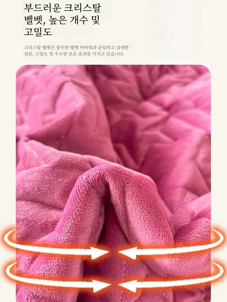 Winter Milk Crystal Velvet Bed Skirt One-Piece Flange Coral Fleece Quilted Lace Fitted Sheet Two-in-One Mengsi Cover