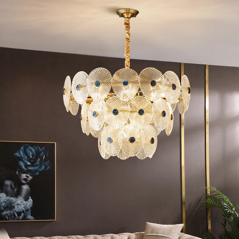 

Потолочная люстра, подвесной светильник, современная роскошная стеклянная круглая золотистая лампа для гостиной, столовой