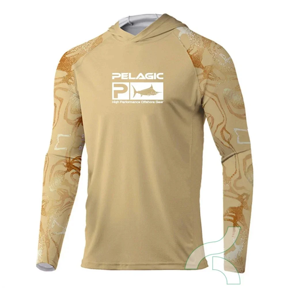 

Футболка Pelagic с капюшоном для рыбалки, уличная футболка с длинным рукавом, дышащая одежда для рыбалки, быстросохнущая футболка для рыбалки с защитой от солнца