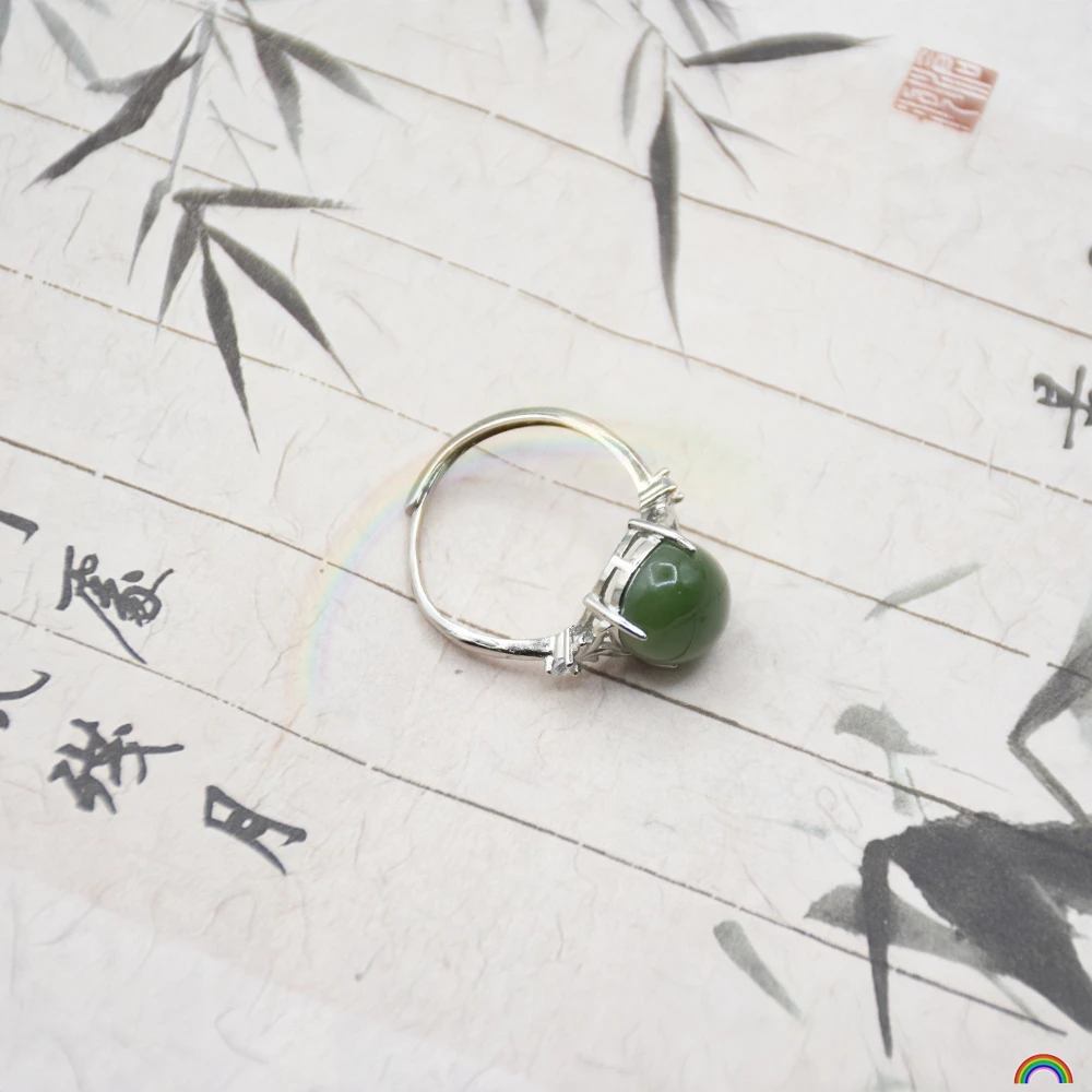 Кольцо из натурального нефрита Хотан регулируемая поверхность яйца мужское и