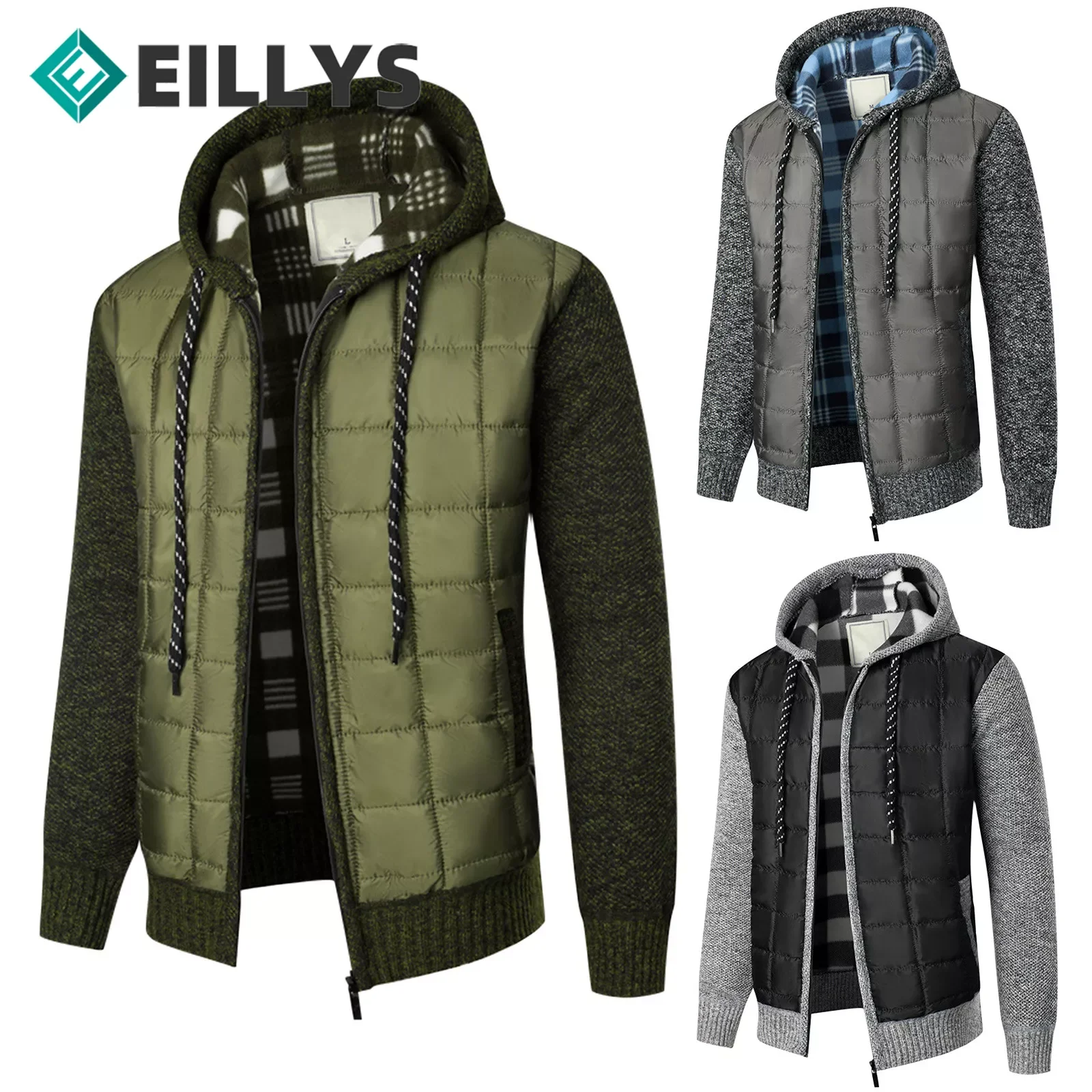 

NEW IN Fashion Patchwork Mens Sweater Jackets Coat Winter Thick Fleece Cardigan Men Warm Sweatercoat Jackets Knitwear Outerwear