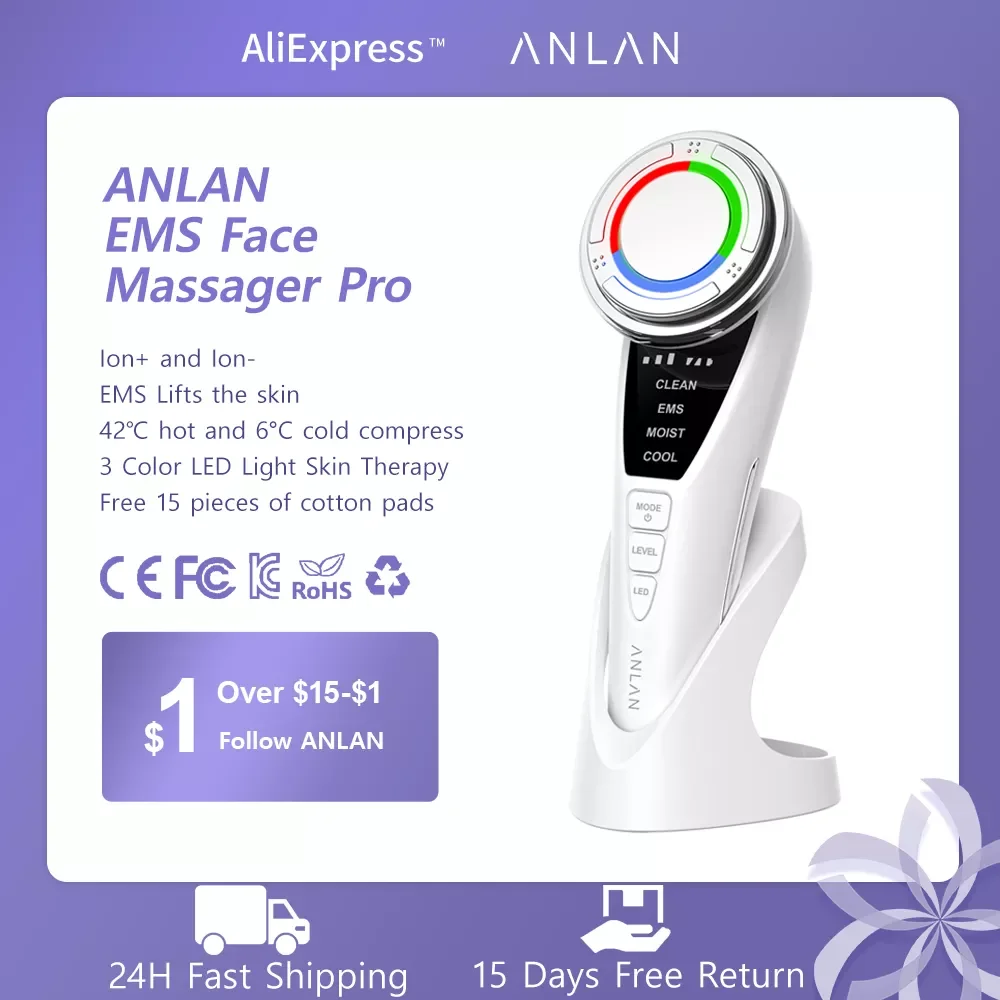 

NEW2023 EMS Face Massager Pro Cold Compress Facial Massager Face Lift Machine 3 Color Light Therapy Wrinkle Removal Skin Care To