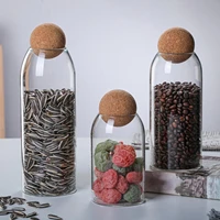 3 pieces transparent storage bottle jars cork lid organizer container cans houseware cylinder for tea sugar pasta coffee cereal