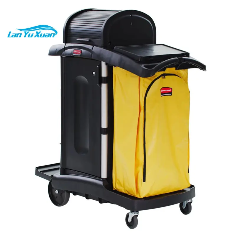 

Rubbermaid FG9T7500BLA 7.25-cubic Doorman Cleaning Cart with Door and Hood High Security Black