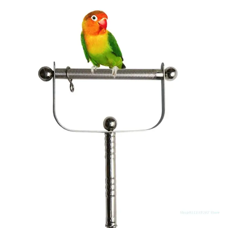 

C5AD Bird Perch Stand Stainless Steel Parrot Perch Outdoor Handheld Scratching Stick Feet Paw Grinding Platform