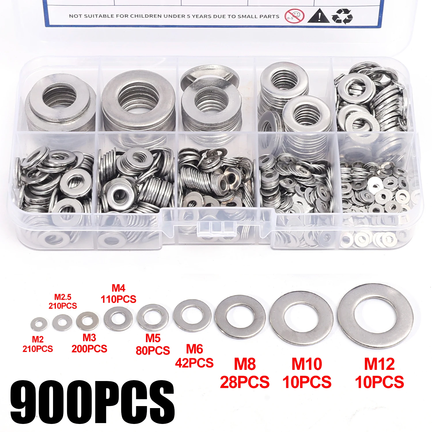 

900/180 шт. набор плоских шайб из нержавеющей стали M2-M12 металлические винты плоские шайбы кольца простые прокладки крепежные аппаратные наборы в ассортименте