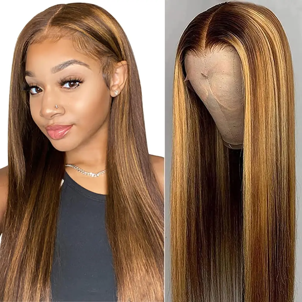 

Highlight Hd Lace Front Wigs Human Hair Pre Plucked 13x4 Ombre Highlight Straight Lace Front Human Hair Wigs For Women