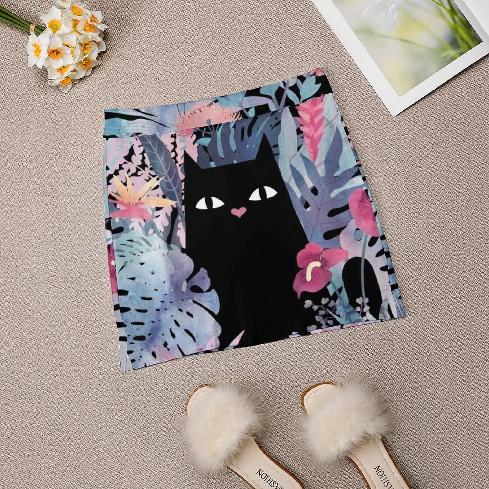 Popoki (пастельный черный бархат) Корейская модная юбка Летние юбки для женщин