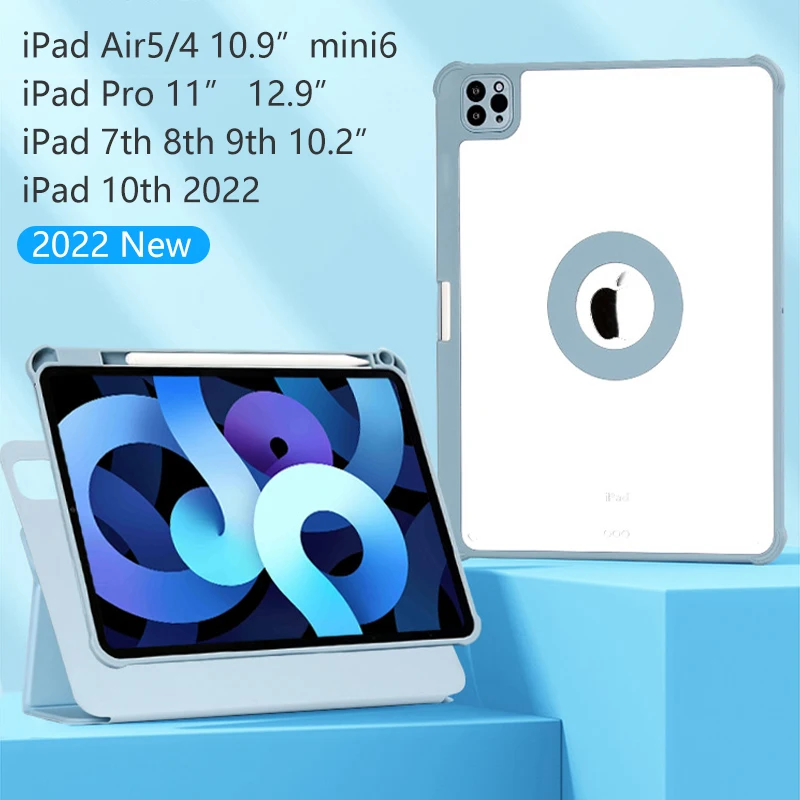 

Чехол для нового iPad 2022 10-го поколения, Чехол для iPad Pro 11, 12,9, Чехол 7/8/9th, 5/6th, Air2/3, mini6, 11, 10,9, 10,2, 10,5, 2021 дюймов, чехол