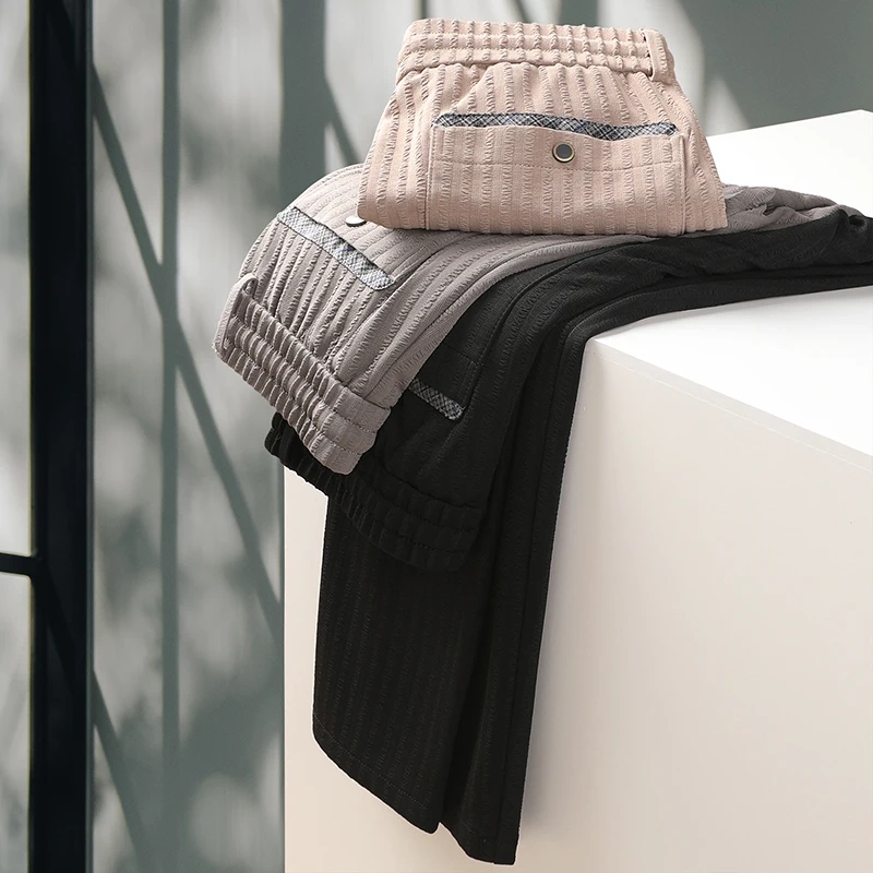 

JSBD новые летние прямые брюки с вертикальными полосами, тканые жаккардовые дышащие мужские брюки