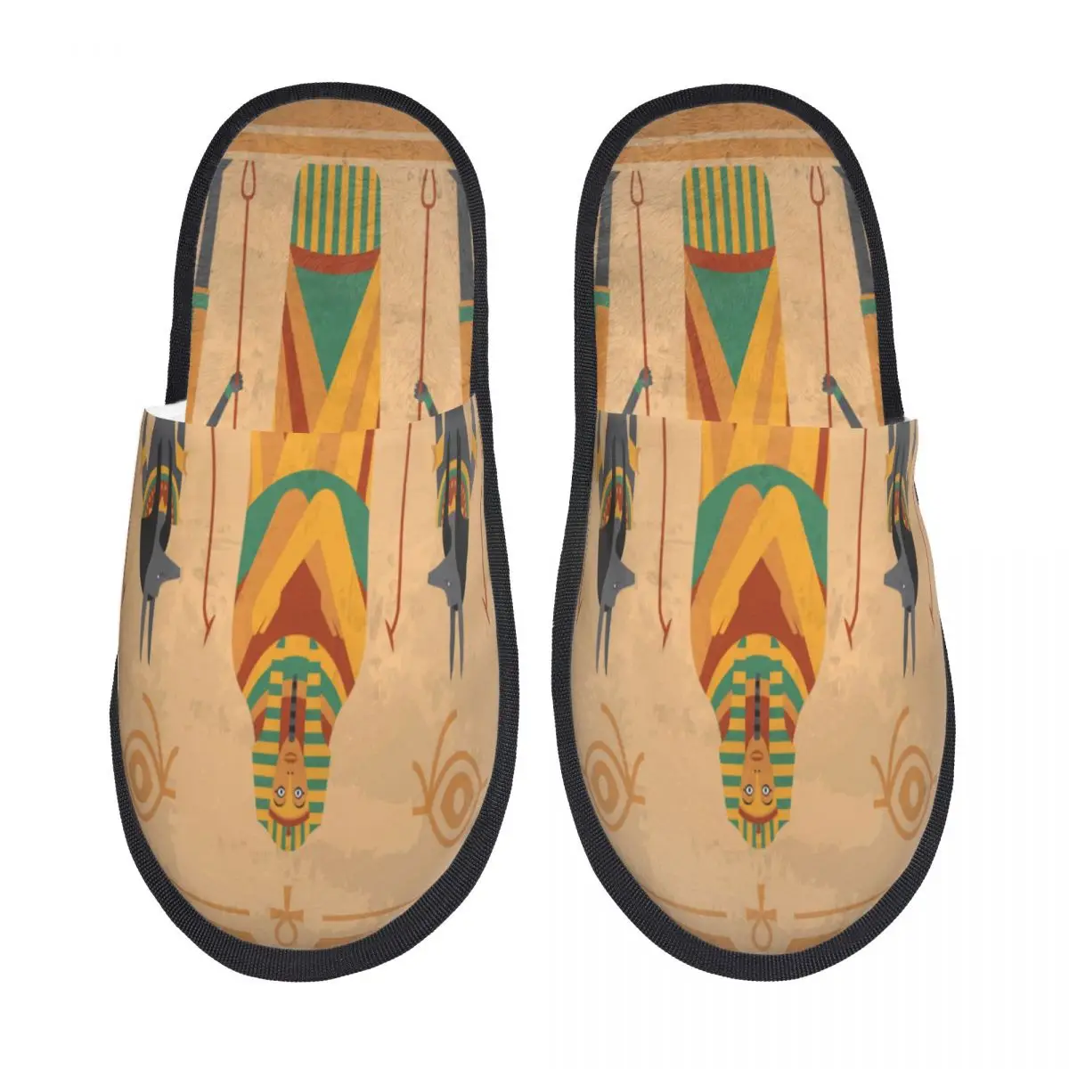 

Египетские хироглифские плюшевые тапочки обувь унисекс домашние пушистые тапочки домашняя обувь