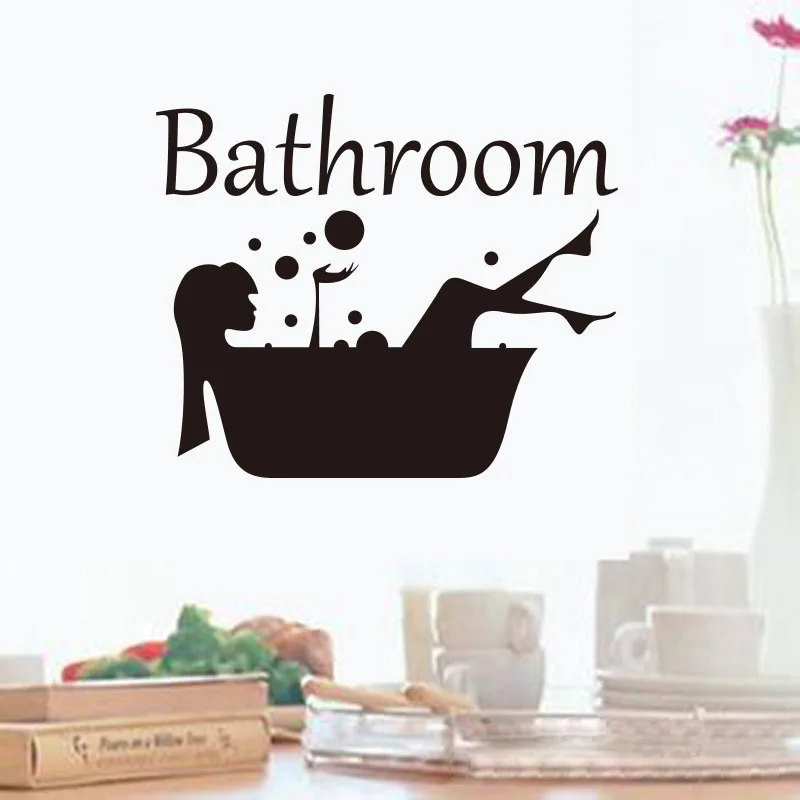 

Woman Bathing Pattern Vinyl Stickers For Bathroom Shower Roon Door Decoration Creative Wall Mural Art Diy Home Decals 1pc