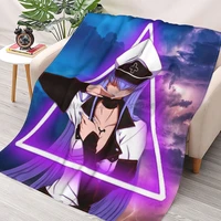 esdeath akame ga kill anime girl throws blankets collage flannel ultra soft warm picnic blanket bedspread on the bed