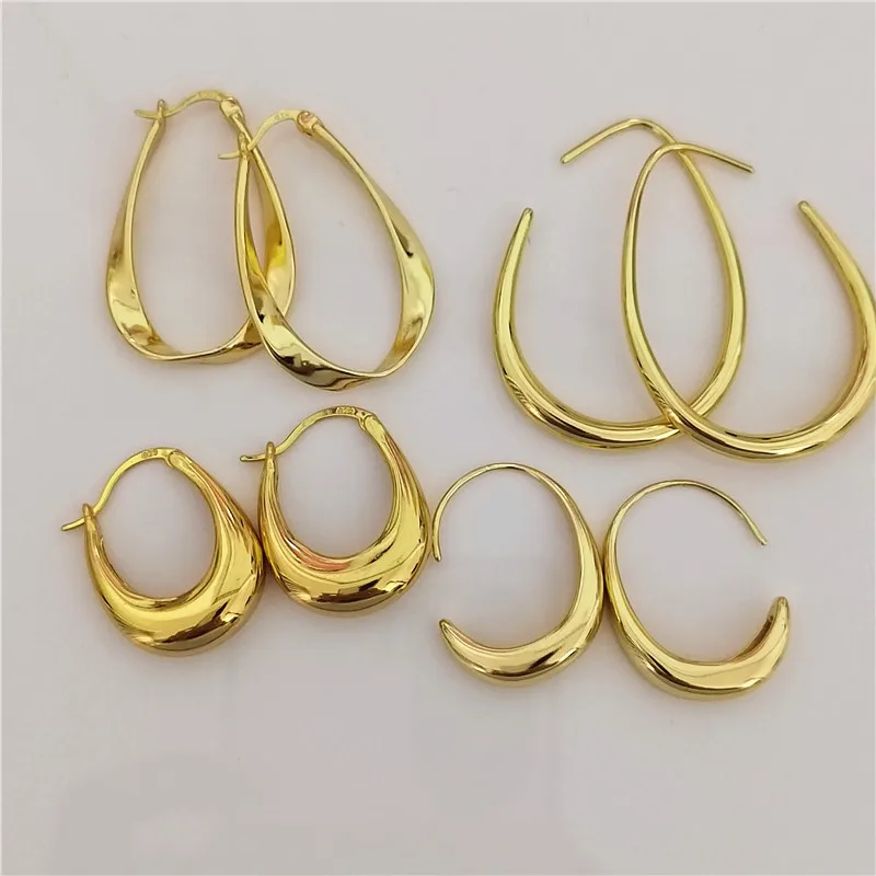 Новинка 2024 Модные Позолоченные геометрические серьги-гвоздики для женщин и