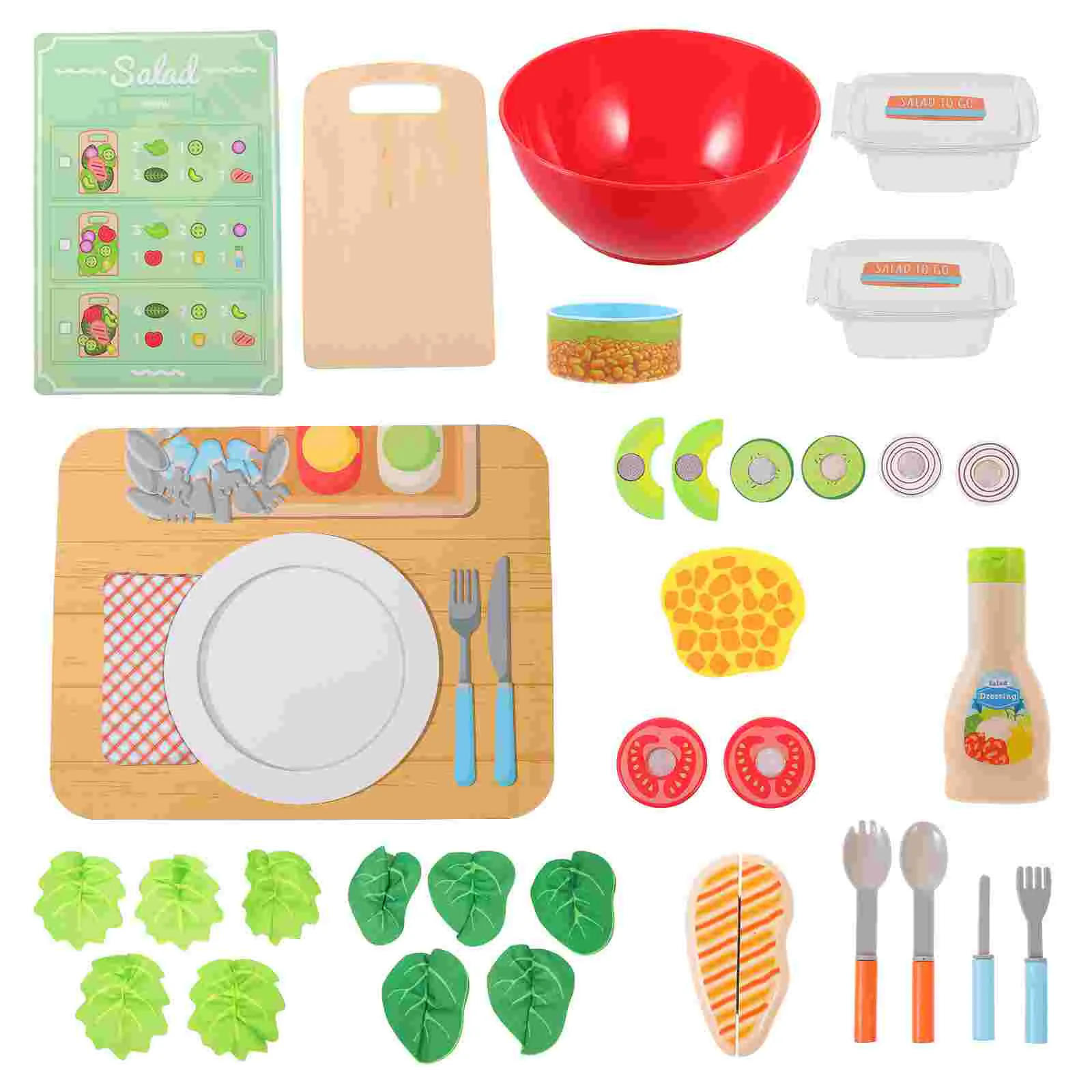

1 Set Simulation Food Cutting Toy Wooden Salad Making Pretend Play Toys