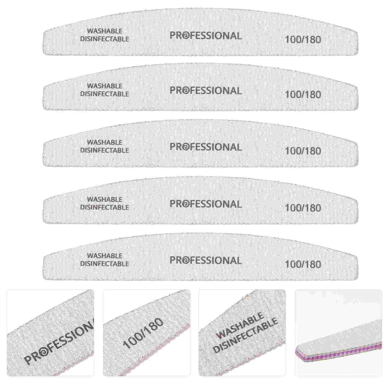 

5Pcs Professional Nail Files 100/ 180 Grit Double Sided Emery Board Nail Styling Tools for Natural and Nails