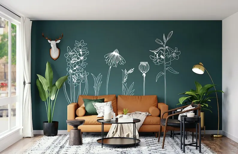 

Large decorative VINYL FLOWER wall sticker decals, Easy Install. (PACK 1)