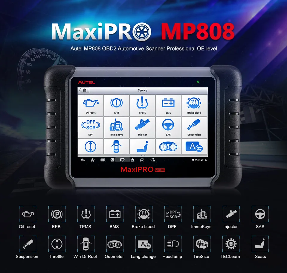 

Autel Scanner MaxiPRO MP808 Diagnostic Tool Bi-Directional Control OBD2 Scanner Full Systems Automotive Tool 2-Year Free Update