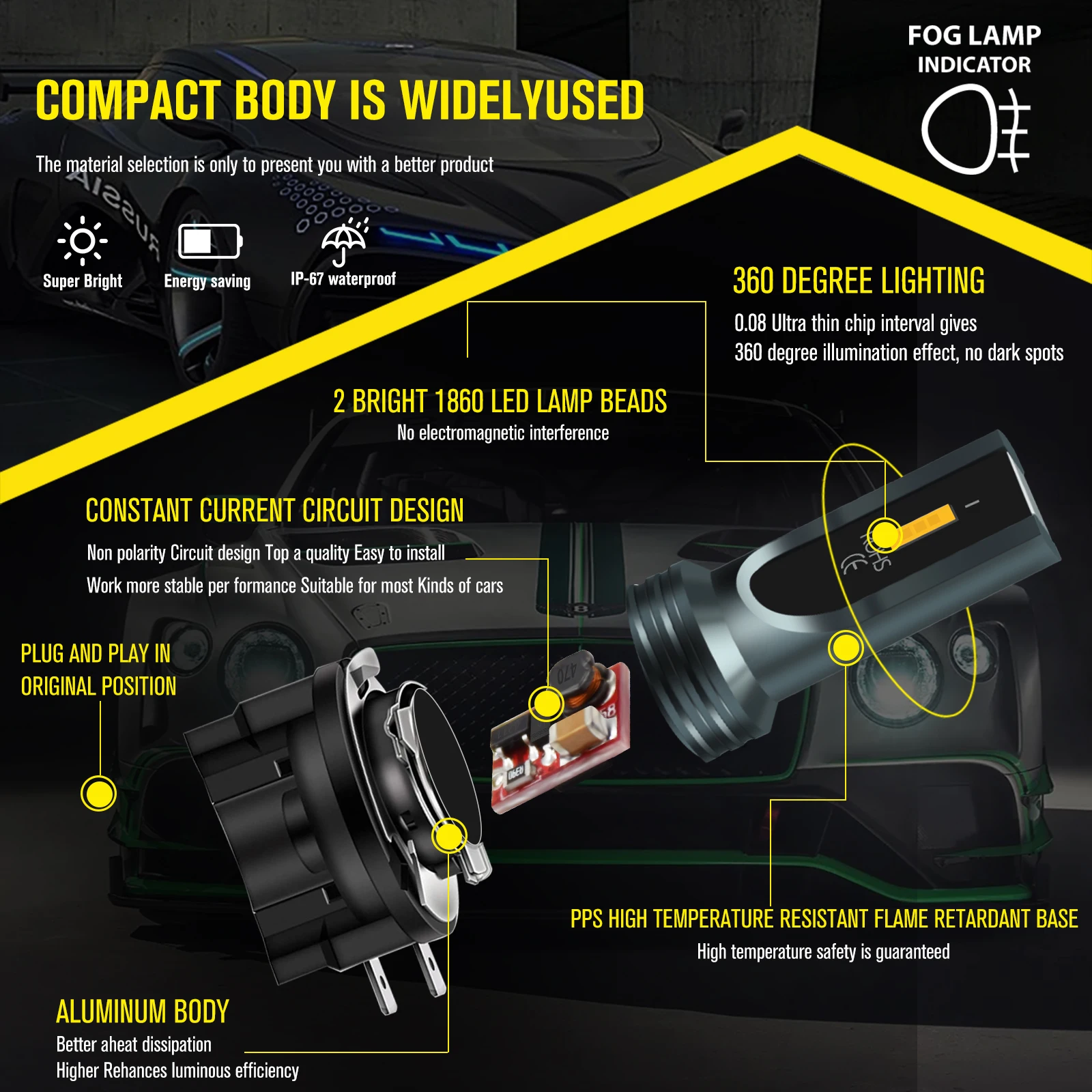 2x H8B H9B H11B светодиодная лампа для фар белого/янтарного/голубого цвета совместимая