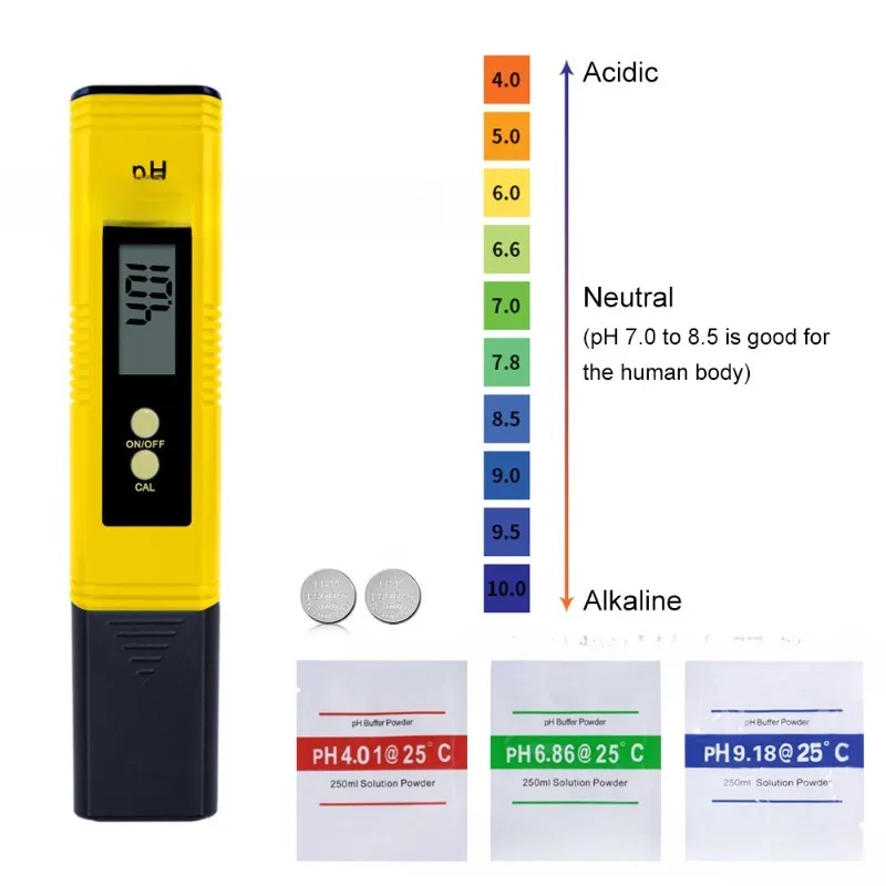 

High Accuracy 0.01 LCD Digital PH Meter Tester for Water Food Aquarium Pool Hydroponics Pocket Size PH Tester Large LCD 0-14 PH