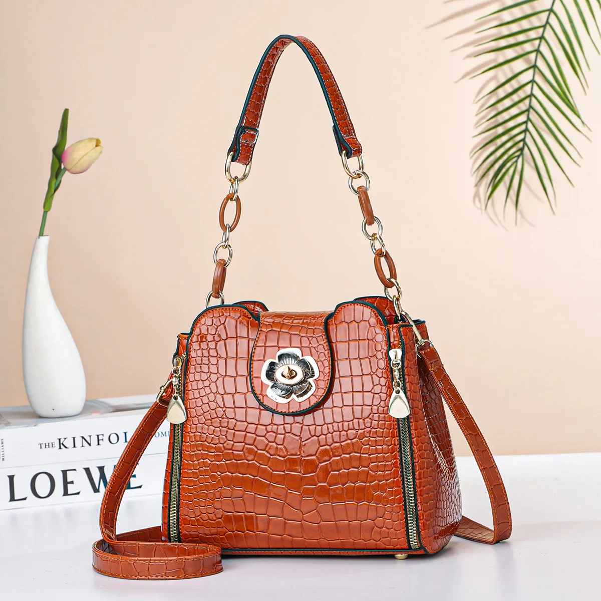 

WOMEN'S BAG FEMALE EVEING PURSE FASHION NEW DESIGNER HANDBAG LEATHER SHOULDER CROSSBODY FLOWER STYLE LUXURY BRAND