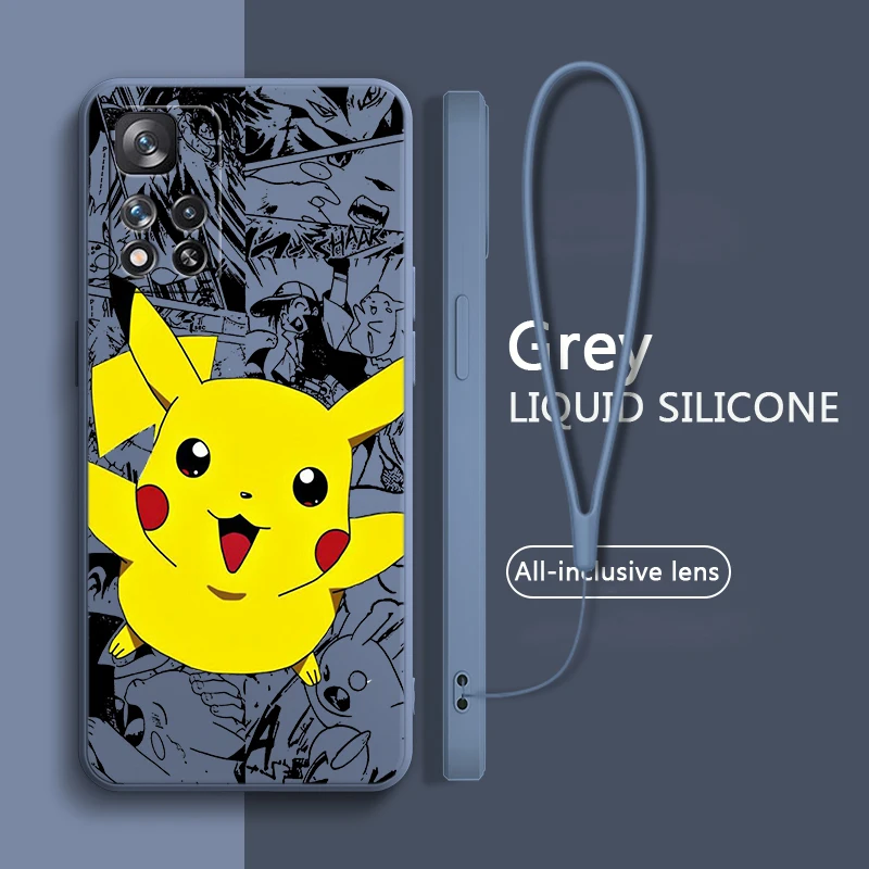 

Pikachu anime For Xiaomi Redmi Note 12 11T 11S 11E 10S 10T 10 9S 9T 8 Pro Plus Lite Max Liquid Rope Phone Case
