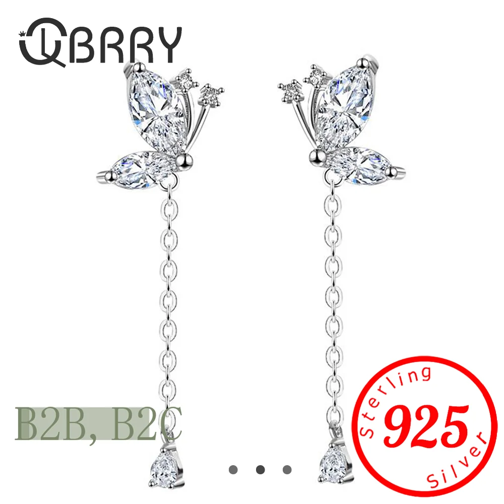 Серебряные серьги-гвоздики с бабочками для женщин темпераментные серьги-капли