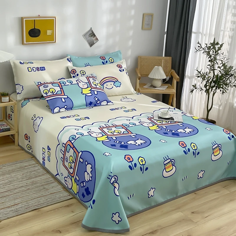 

Cool Sleeping Mat Easy-to-clean Printing Foldable Summer Kid Fall Pillowcase Ice Silks Mattress Sheets For Household Use Bed Mat