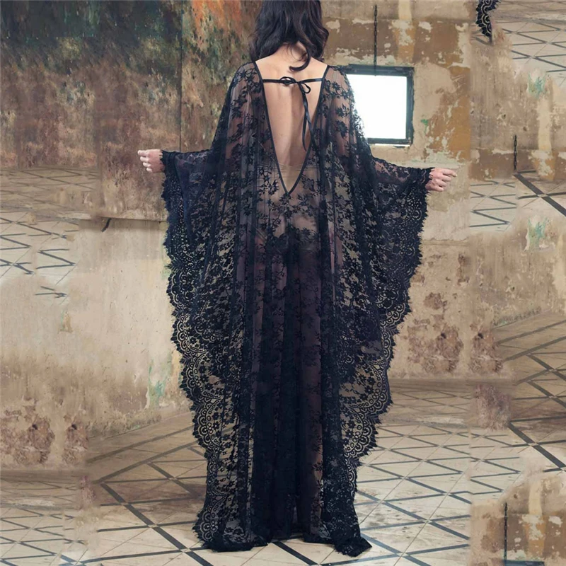 

2022 New Women Lace Chiffon Kimono Beach Bikini Cover Up Wrap Beachwear Mesh Long dress Ropa Mujer Clothing