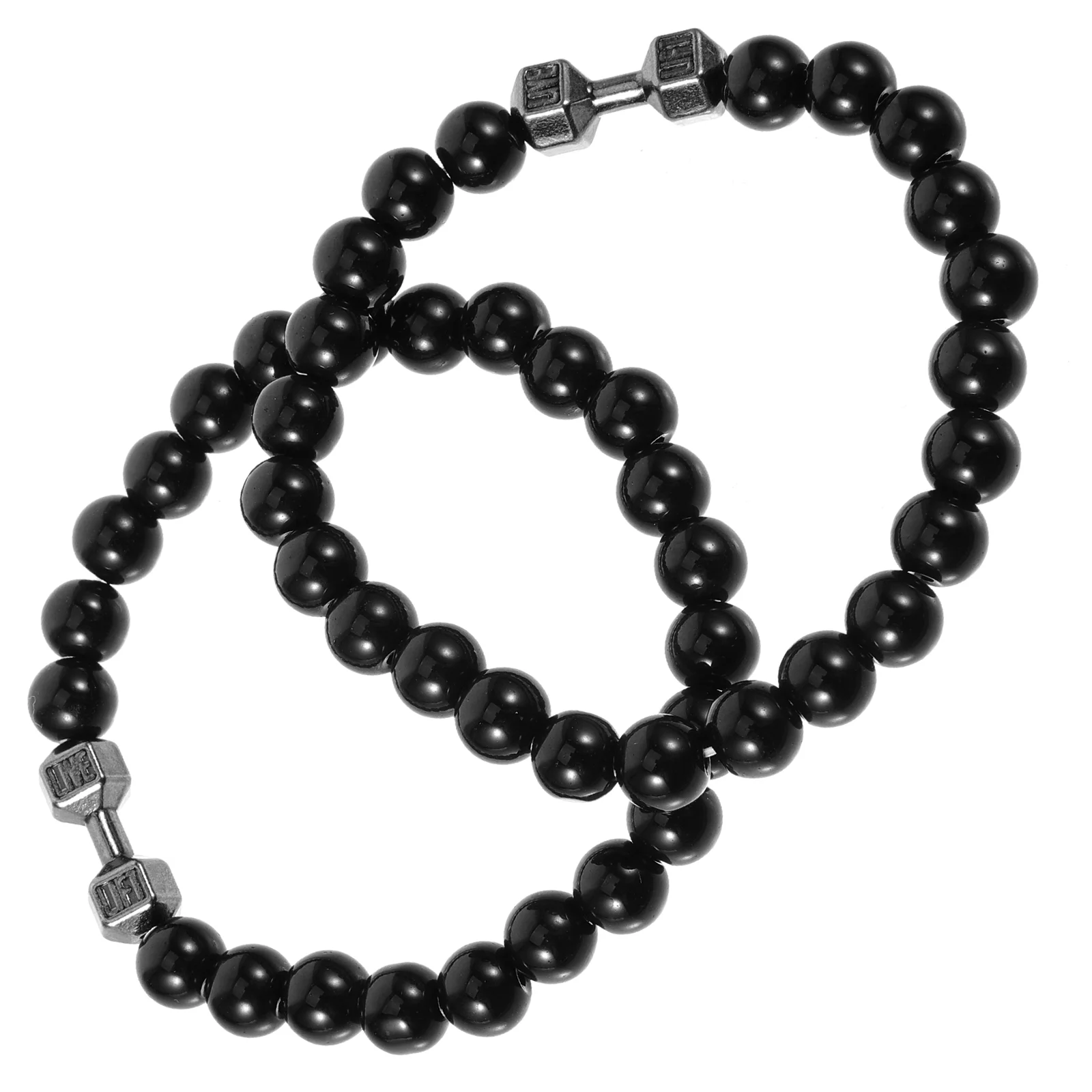 

2pcs Dumbbell Bracelets for Men Women Dumbbell Beads Bracelets Beaded Jewelry