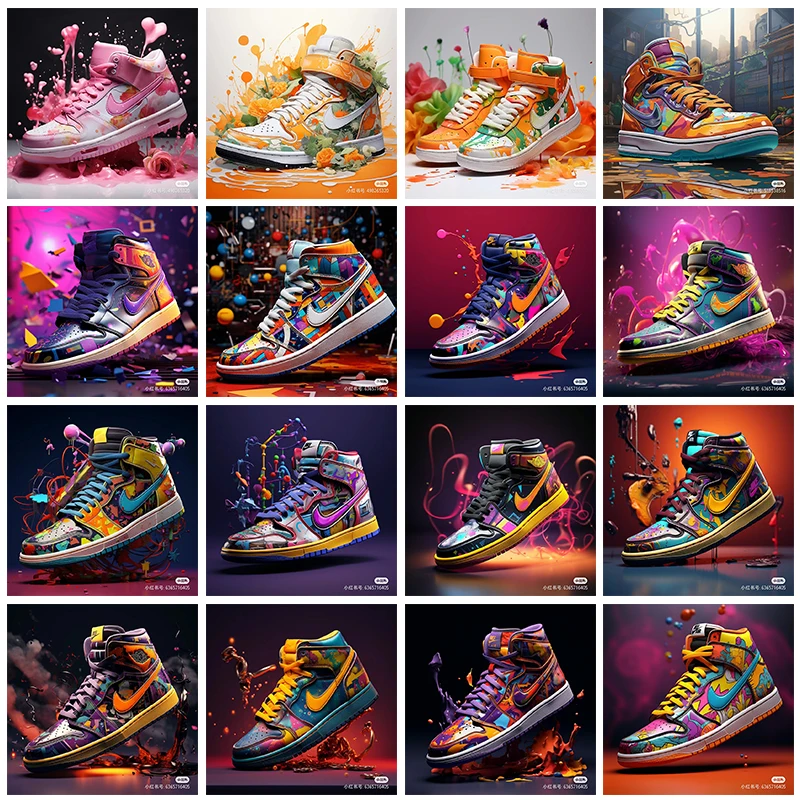 Алмазная картина Sumka on Molniy 5D Do It Yourself Красочная обувь AJ Diamond Art Set для детей в